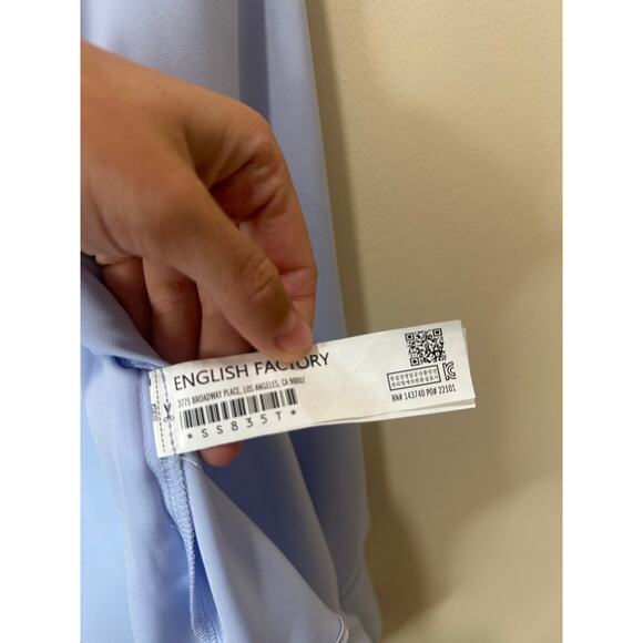 English Factory Sz S Gold Button Shirt Blouse Long Sleeve Blue Button Up Great! - Picture 5 of 7